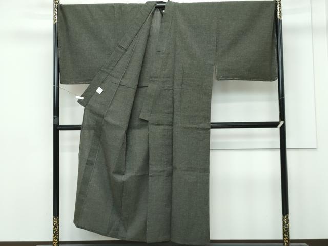 平和屋着物∴極上 男性 夏物 こむさでもーど・COMME CA DU MODE 小紋・浴衣兼用 キングサイズ 十字絣 黒緑色地 綿麻 逸品 未使用CZAA2969s5