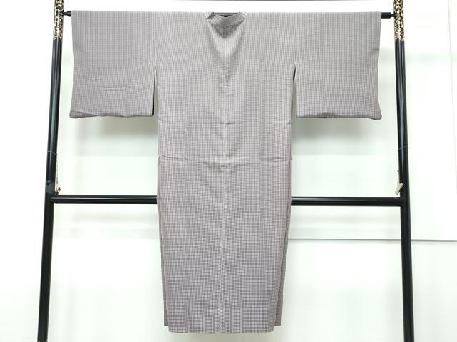 平和屋着物■極上 道行コート ロング丈 リバーシブル 無双 紗袷 紗×紗 市松紋紗 格子柄 逸品 CZAA2977s5