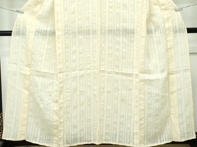 平和屋着物∴極上 夏物 夢工房 小紋・浴衣兼用 縞 砥粉色地 綿麻 逸品 CZAA2982s5