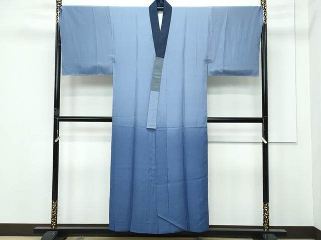 平和屋着物●極上 男性 紬 アンサンブル・長襦袢セット キングサイズ 濃紺 逸品 未使用 CZAA3001s5