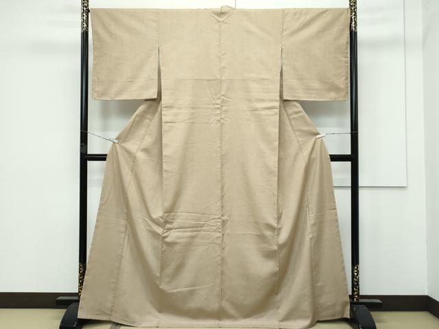平和屋着物■極上 結城紬 色無地 榛色 証紙付き 逸品 未使用 CZAA3021s5