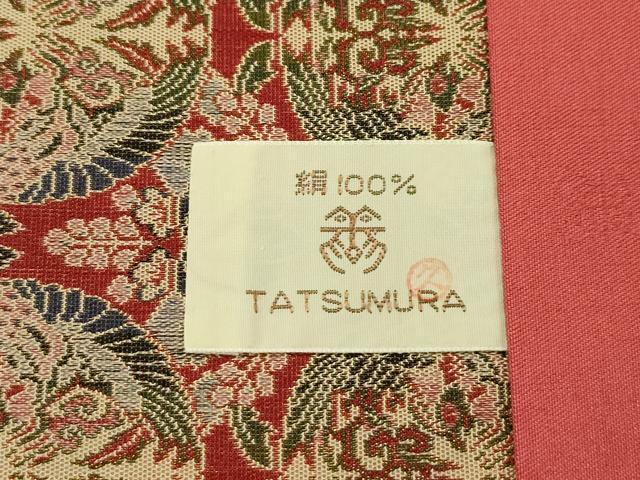 平和屋着物■極上 龍村美術織物 九寸開き名古屋帯 壬生寺裂 小赤 証紙付き 逸品 未使用 CZAA3083s5