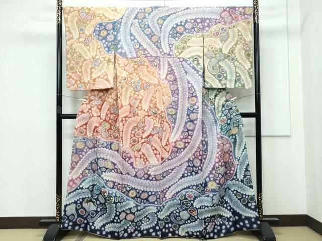 平和屋本店■極上 訪問着 作家物 辻が花 絞り 金通し地 逸品 CZAA3107s5