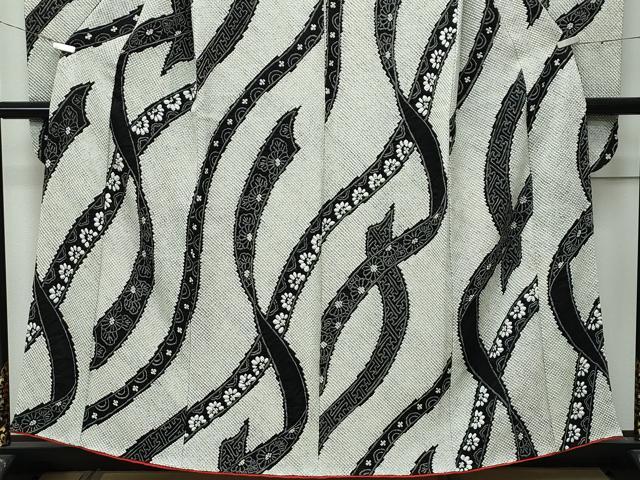 平和屋本店■極上 本疋田絞り 振袖 熨斗吉祥花文 黒地 逸品 CZAA3112s5