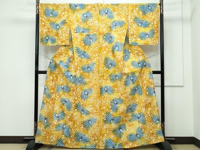平和屋着物∴極上 夏物 浴衣 有松鳴海絞り 舞蝶文 綿 逸品 CZAA3115s5