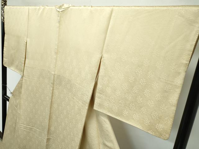 平和屋本店●極上 皇室献上作家 藤井寛監修 色無地 紗綾形花地紋 枯色 逸品 CZAA5786s6