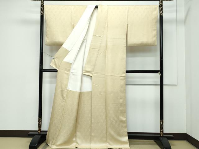 平和屋本店●極上 皇室献上作家 藤井寛監修 色無地 紗綾形花地紋 枯色 逸品 CZAA5786s6