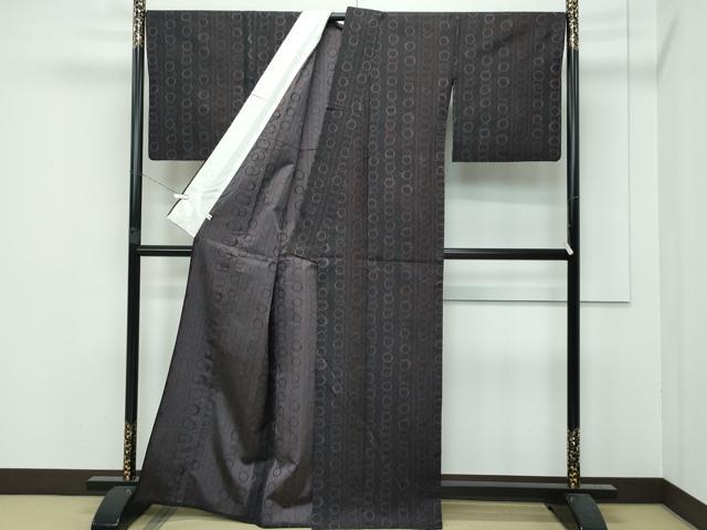 平和屋本店▽極上 紬 単衣 経錦 いろは唄 消炭色地 反端付き 逸品 CZAA3119s5