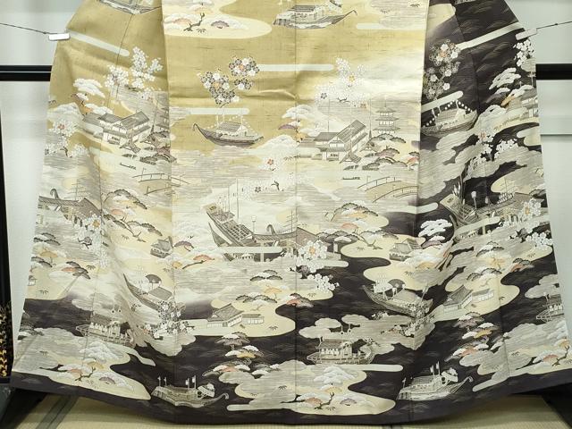 平和屋本店■極上 染織の名門 しょうざん 生紬 訪問着 風景文 逸品 CZAA3120s5