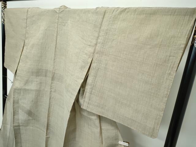 平和屋着物*極上 夏物 本場小千谷ちぢみ 色無地 利休茶色 証紙付き 逸品 CZAA3138s5