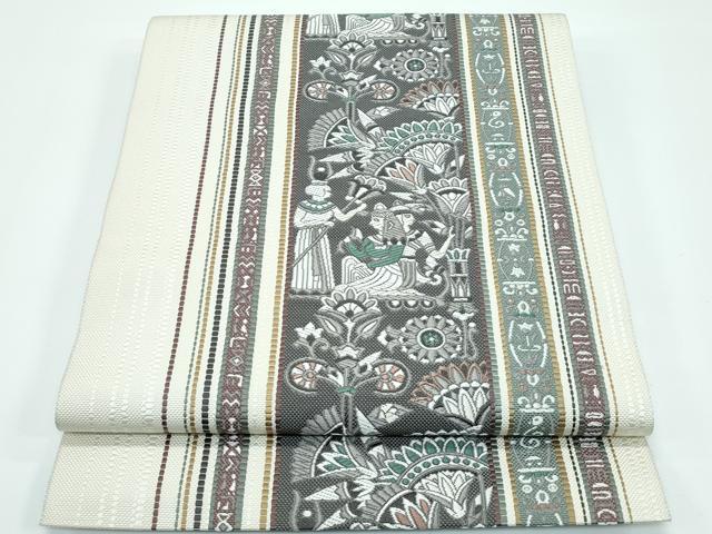 平和屋着物■極上 本場筑前博多織 八寸名古屋帯 壁画文様 逸品 CZAA3195s5