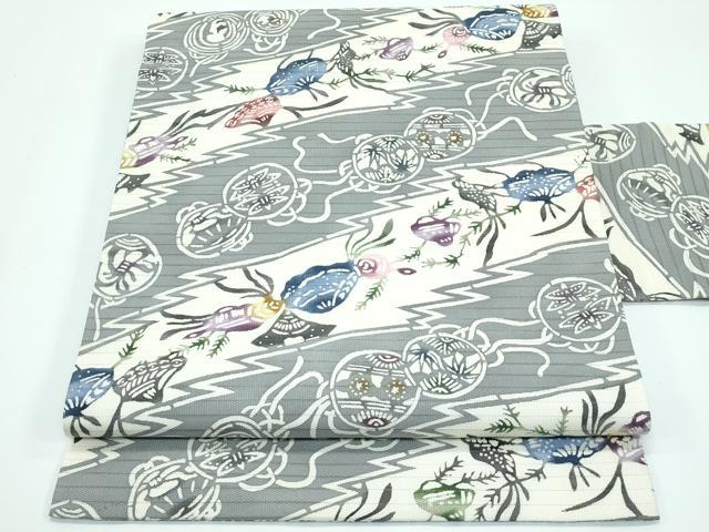 平和屋着物■極上 夏物 全通柄 九寸名古屋帯 江戸紅型 カゴメ絽 貝合わせ吉祥文 反端付き 逸品 未使用 CZAA3196s5