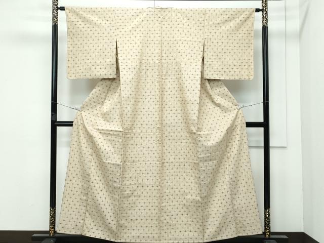 平和屋着物▽極上 紬 単衣 十字絣 枯色地 逸品 CZAA3212s5