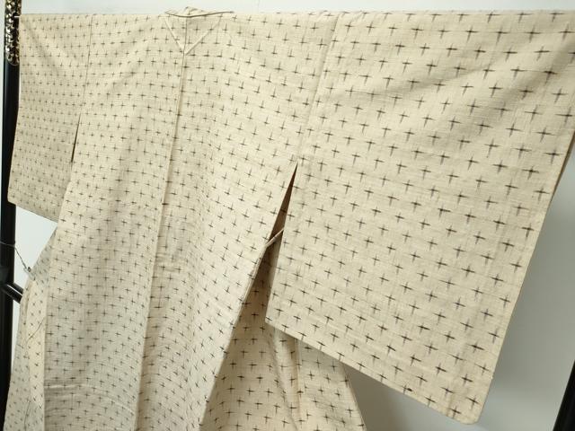 平和屋着物▽極上 紬 単衣 十字絣 枯色地 逸品 CZAA3212s5