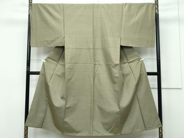 平和屋着物●極上 男性 紬 アンサンブル 色無地 黄海松茶色 逸品 未使用 CZAA3227s5