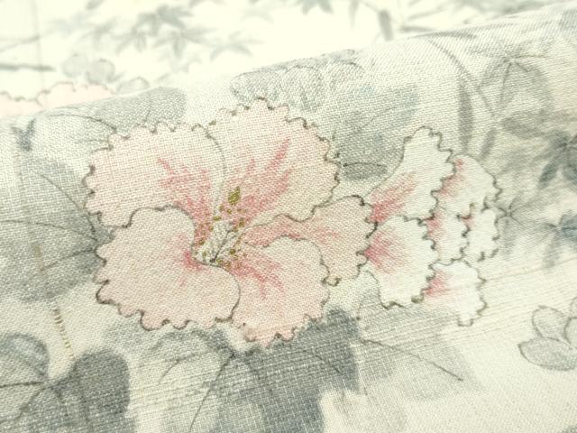 平和屋着物*極上 夏物 訪問着 紗紬 手描き 草花文 砥粉色地 逸品 未使用 CZAA3243s5