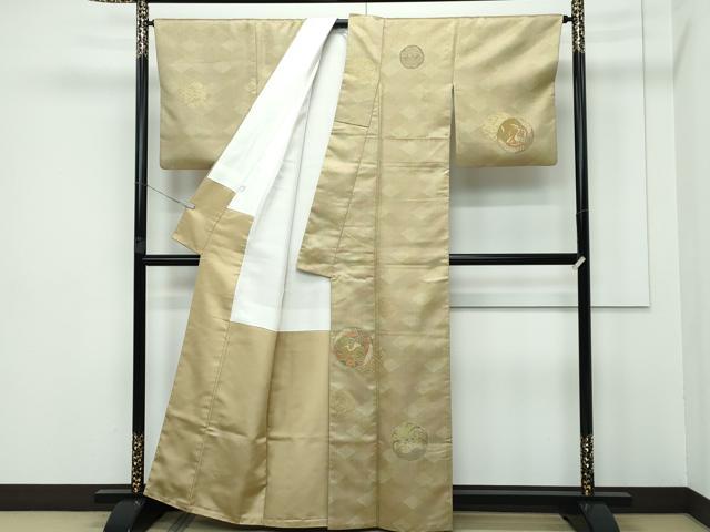 平和屋本店■極上 伝統工芸士 曽根武勇 工芸染織宮下 訪問着 お召地 吉祥飛鶴丸文 金糸 たとう紙付き 逸品 CZAA3257s5