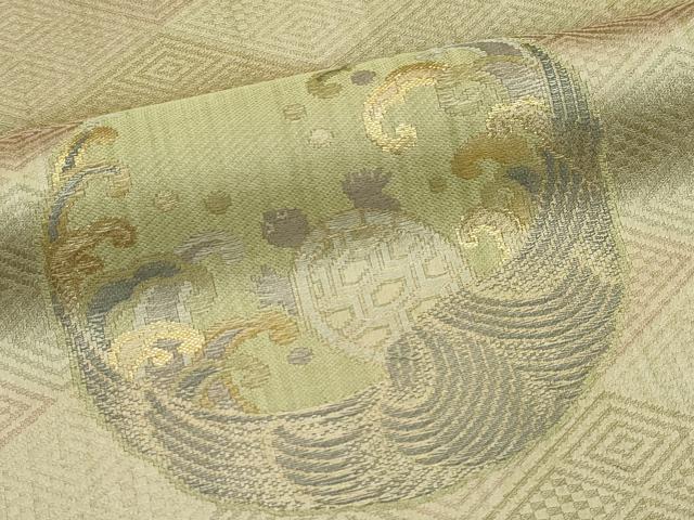 平和屋本店■極上 伝統工芸士 曽根武勇 工芸染織宮下 訪問着 お召地 吉祥飛鶴丸文 金糸 たとう紙付き 逸品 CZAA3257s5