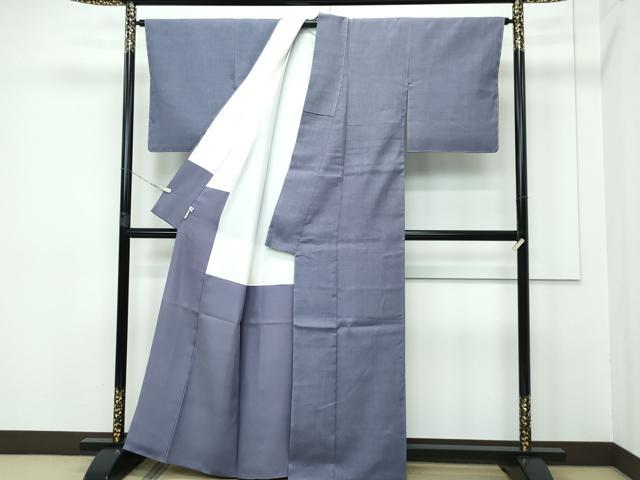 平和屋本店●極上 青山みとも 本場結城紬 重要無形文化財 色無地 葡萄鼠色 たとう紙付き 逸品 未使用 CZAA3274s5