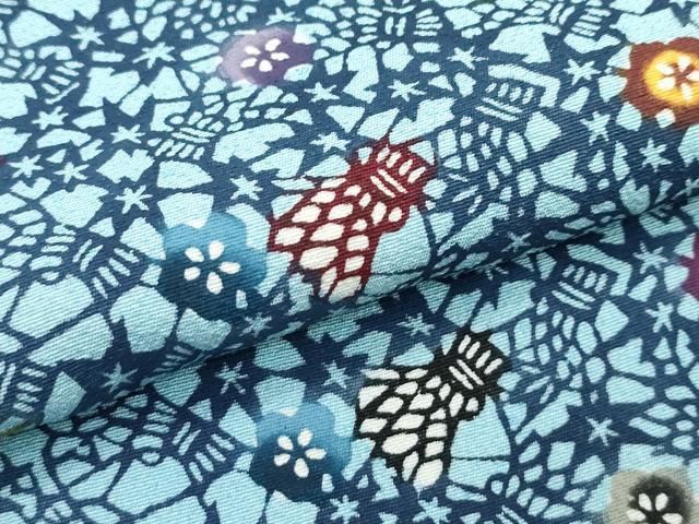 平和屋本店●極上 本場琉球紅型 小紋 草花文 逸品 CZAA3279s5
