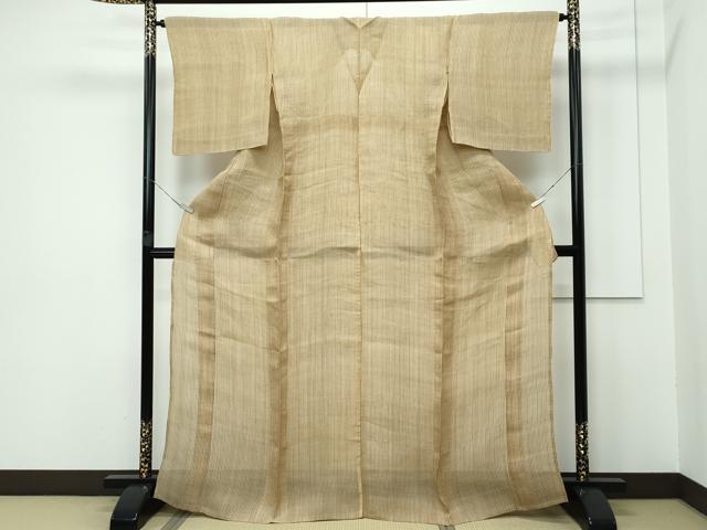 平和屋本店*極上 夏物 芭蕉布 縞 榛色地 西武百貨店扱い 手積み芭蕉糸100% 逸品 未使用 CZAA3282s5