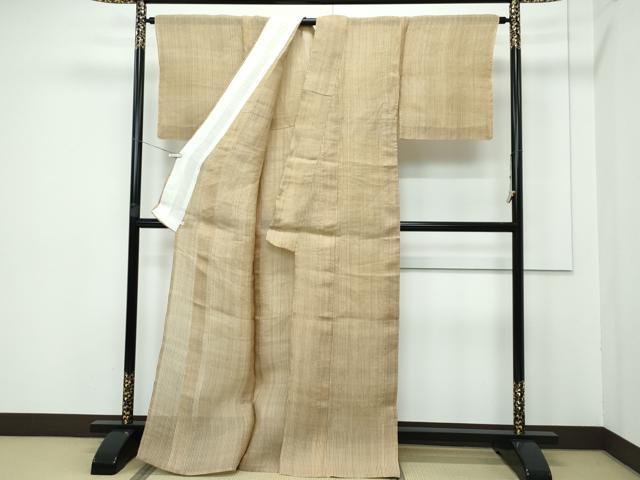 平和屋本店*極上 夏物 芭蕉布 縞 榛色地 西武百貨店扱い 手積み芭蕉糸100% 逸品 未使用 CZAA3282s5