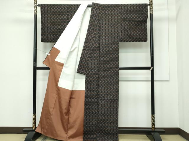 平和屋本店■極上 本場琉球 読谷山花織 紬地 草木染 黒地 真栄田秀子作 証紙付き 逸品 未使用 CZAA3283s5