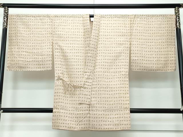 平和屋着物▽極上 スリーシーズン 春夏秋 塵除け 道中着 ロング丈 芝草紋紗 丸文 香色地 逸品 未使用 CZAA3292s5
