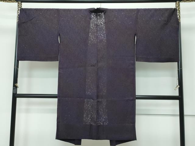 平和屋本店■極上 スリーシーズン 春夏秋 塵除け 長羽織 唐草紋紗 暈し染め 黒紅色地 反端付き 逸品 CZAA3293s5