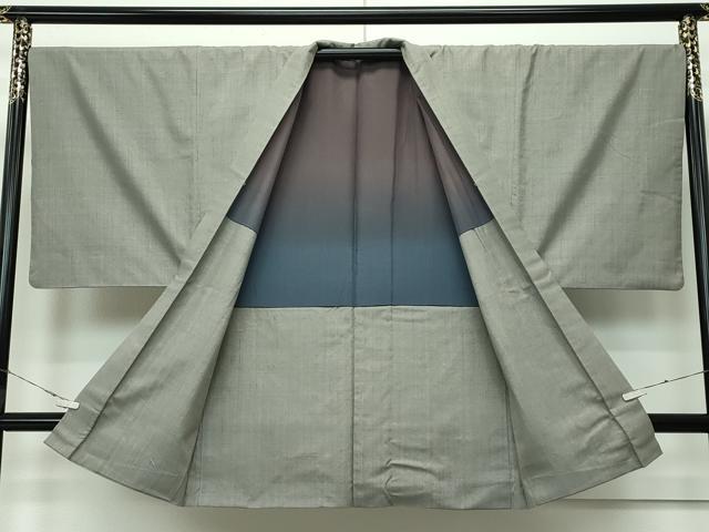 平和屋本店■極上 男性 本場結城紬 重要無形文化財 アンサンブル・長襦袢セット 色無地 利休色 逸品 CZAA3301s5