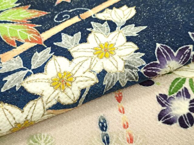 平和屋本店■極上 浦野理一 金彩友禅 色留袖 草花文 金彩 鬼しぼ縮緬 白茶色地 逸品 CZAA3327s5