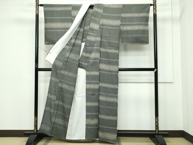 平和屋着物▽極上 紬 単衣 間道 藍媚茶色地 逸品 CZAA3328s5