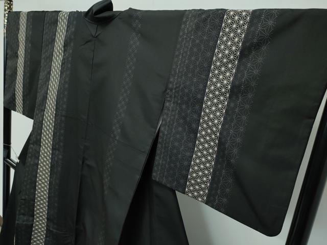 平和屋本店■極上 訪問着 本場大島紬地 刺し子 麻の葉間道 逸品 CZAA3336s5