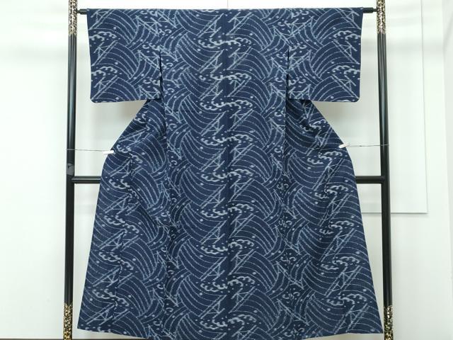 平和屋着物■極上 久留米絣 単衣 立波文 綿 逸品 CZAA3388s5