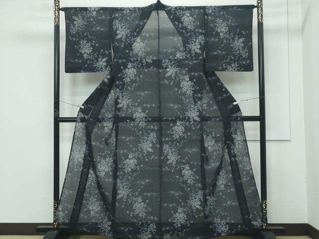 平和屋着物*極上 夏物 小千谷紬 紗 草花文 逸品 未使用 CZAA3408s5