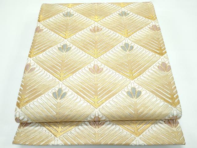 平和屋本店●極上 十七代京屋林蔵 全通柄袋帯 駒刺繍 菱松葉 金糸 たとう紙付き 逸品 CZAA3451s5