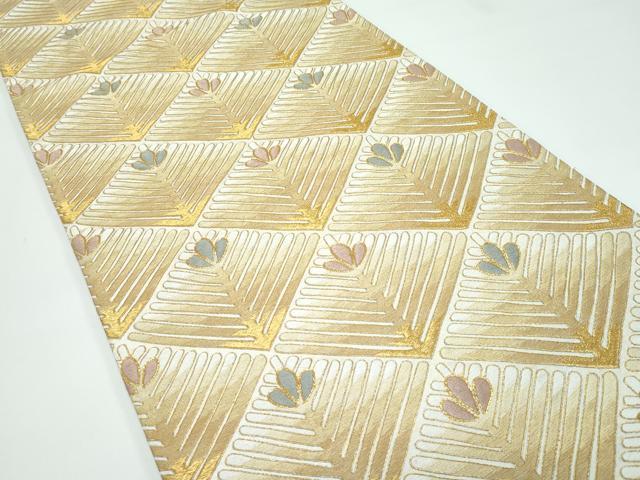 平和屋本店●極上 十七代京屋林蔵 全通柄袋帯 駒刺繍 菱松葉 金糸 たとう紙付き 逸品 CZAA3451s5