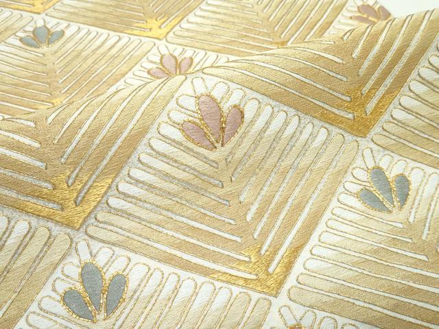 平和屋本店●極上 十七代京屋林蔵 全通柄袋帯 駒刺繍 菱松葉 金糸 たとう紙付き 逸品 CZAA3451s5