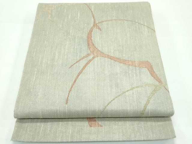 平和屋着物●極上 スリーシーズン 春夏秋 六通柄袋帯 紬地 動物文 金糸 逸品 CZAA3467s5