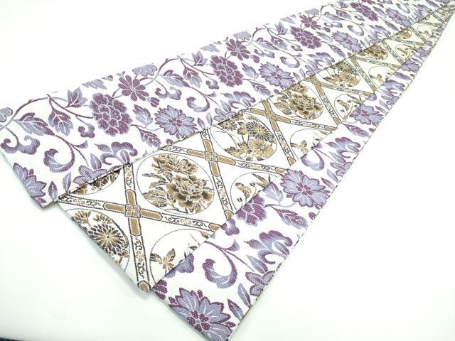 平和屋着物●極上 両面 半幅帯 花唐草文 花丸文 逸品 未使用 CZAA3478s5