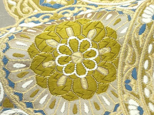 平和屋着物●極上 西陣 河合美術織物謹製 六通柄袋帯 唐織 正倉院花文 金糸 逸品 CZAA3488s5