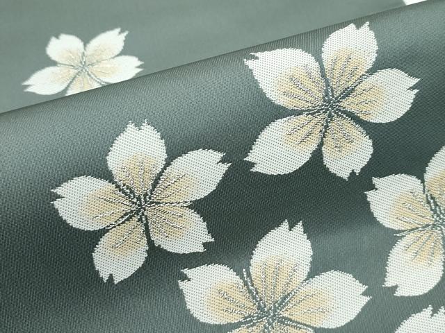 平和屋着物●極上 世界的人形師 辻村寿三郎 ジュサブロー 六通柄袋帯 舞桜文 金糸 岩井茶色地 逸品 CZAA3492s5