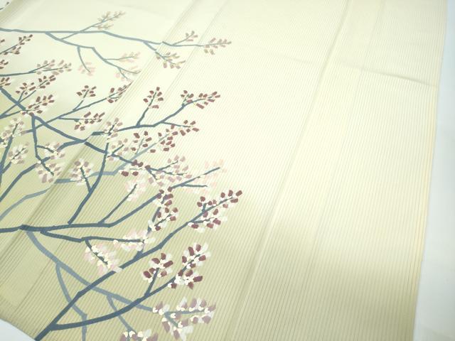 平和屋着物*極上 夏物 訪問着 縦絽 枝花文 暈し染め 金彩 サンシャインイエロー色地 逸品 未使用 CZAA3502s5