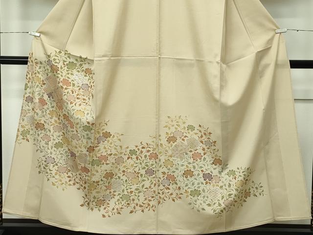 平和屋着物*極上 夏物 訪問着 絽 型染め 更紗唐草文 銀彩 榛色地 逸品 未使用 CZAA3542s5