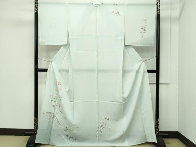 平和屋着物■極上 夏物 訪問着 絽 籬草花文 暈し染め 夏虫色地 逸品 未使用 CZAA3545s5