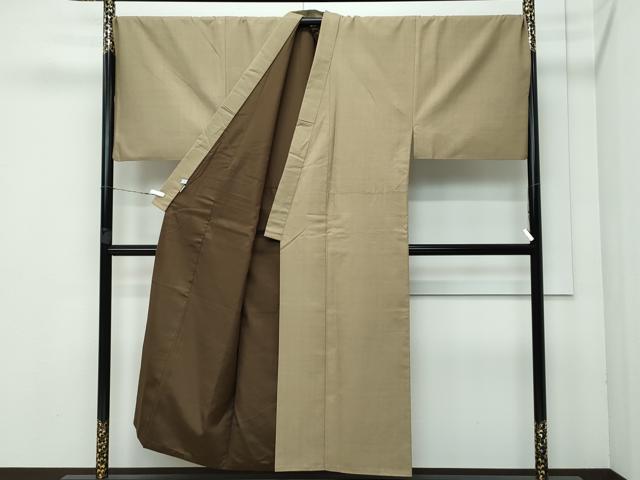 平和屋本店●極上 男性 銀座もとじ 紬 キングサイズ 色無地 利休茶色 逸品 CZAA5779s6