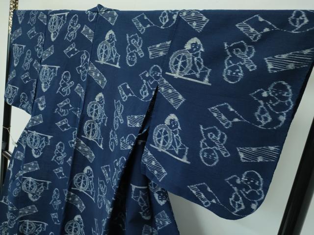 平和屋着物●極上 弓浜絣 単衣 唐子 東武百貨店扱い 逸品 CZAA3563s5
