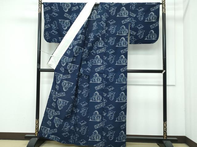 平和屋着物●極上 弓浜絣 単衣 唐子 東武百貨店扱い 逸品 CZAA3563s5