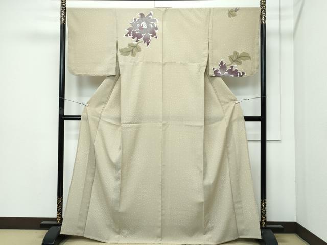 平和屋着物*極上 夏物 撫松庵 訪問着 セオアルファ 草花文 利休茶色地 洗える着物 逸品 CZAA3588s5