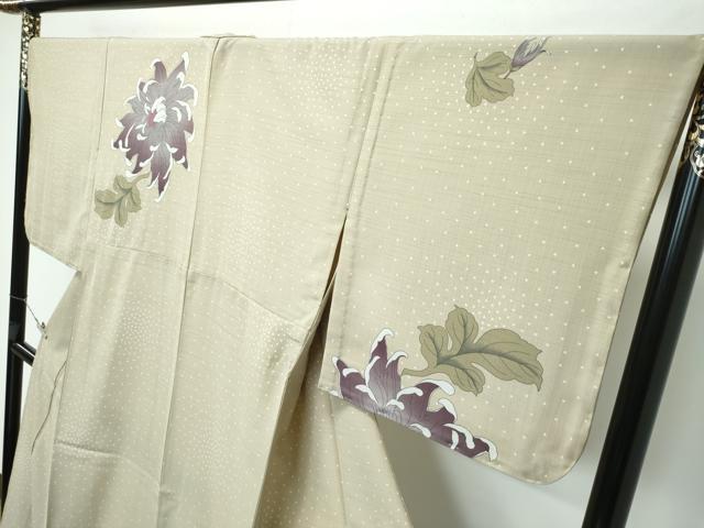 平和屋着物*極上 夏物 撫松庵 訪問着 セオアルファ 草花文 利休茶色地 洗える着物 逸品 CZAA3588s5
